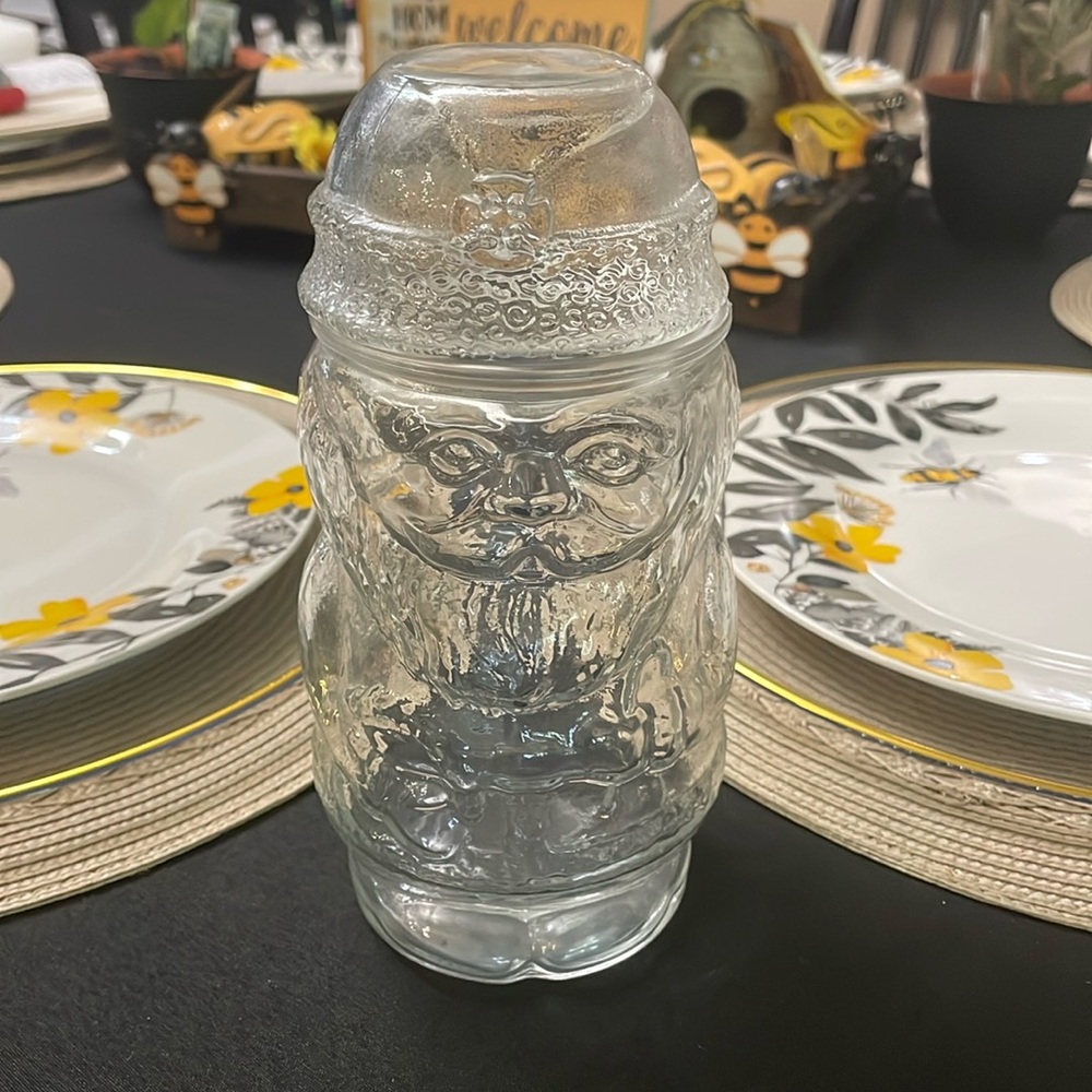 Libbey Canada Vtg Santa Glass Canister